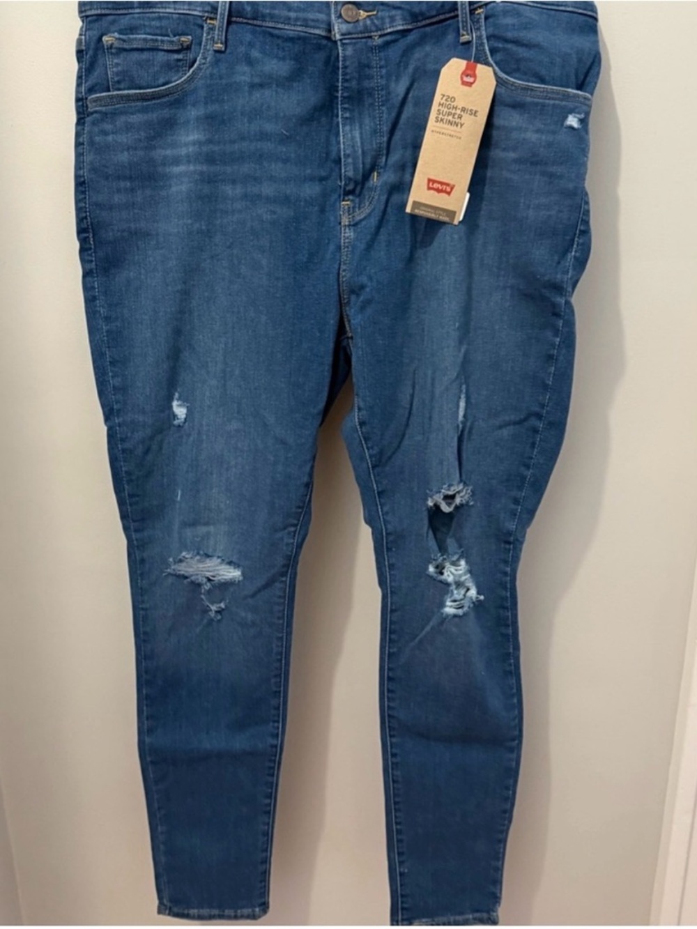 Levi's Super Skinny Ripped Jeans in Dark Blue Wash